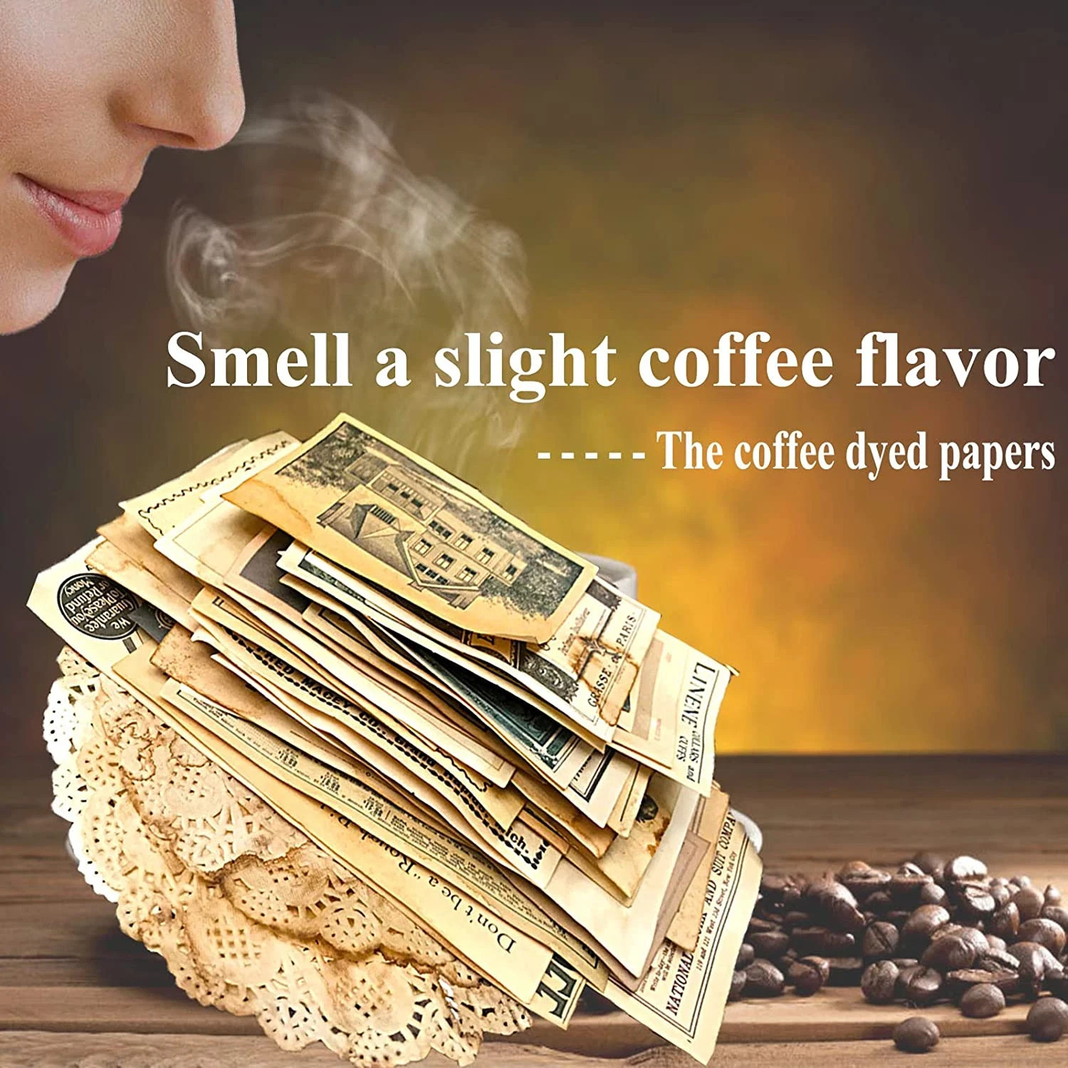 Vintage Junk Journal Supplies, Coffee Dyed Decoupage Paper for Scrapbook Embelli