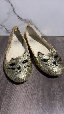GAP Kids Girls Gold Sparkle Kitty Flats