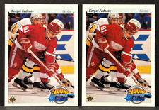 (2) Sergei Fedorov 1990-91 Upper Deck Young Guns RC #525 ~ HOF Detroit Red Wings