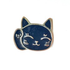 Cute Black Cat Lapel Pin With Raised Paw Lucky Style Kawaii Design