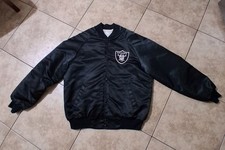 Vintage Raiders Satin Jacket Sz. L Made In Usa Black Color Brand Westark Nylon