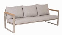 Moderner 3-Sitzer Gartensofa Beige Holz Metall Terrasse