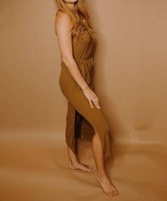 Endless Blu. Ribbed Olive Dress Brown