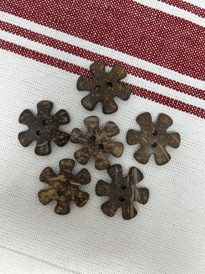 Large Flower Coconut Sewing Buttons 1.75” - 6 Pieces - Image 3 of 4