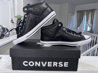 Converse Chuck Taylor High Street Black/White Mid Leather Sneaker Men's 12
