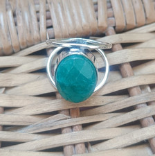 Sterling Silver Green Ruby Gemstone Ring Handmade Statement Jewelry For Gift