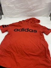 Adidas Short Sleeve Hoodie T-shirt Tee Red Youth 10/12 M Lightweight Pullover