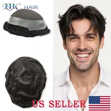 Lyrical Hair French Lace Mens Toupee Human Hair System Skin PU Hairpiece Wigs