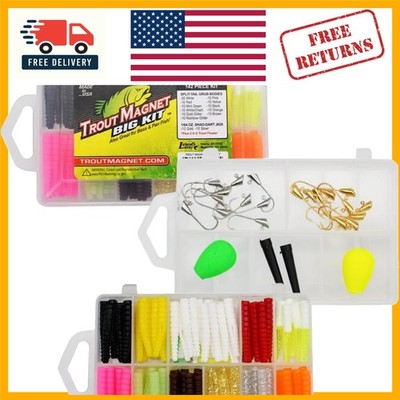 Compact 142-Piece Trout Magnet Kit: 120 Lures, 20 Hooks, 2 Floats Included