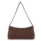 Ferragamo Varra Nylon Leather Chain Shoulder Bag Hand Bag Brown Auth Used F/S