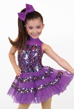 Dance Costume Weissman 13560 XL Child Purple Tutu Dress Jazz Tap Pageant Sequins
