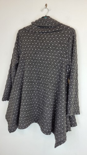 Sahara Oversized Tunic Top Lagenlook Grey White ~ Size Small - Picture 9 of 11