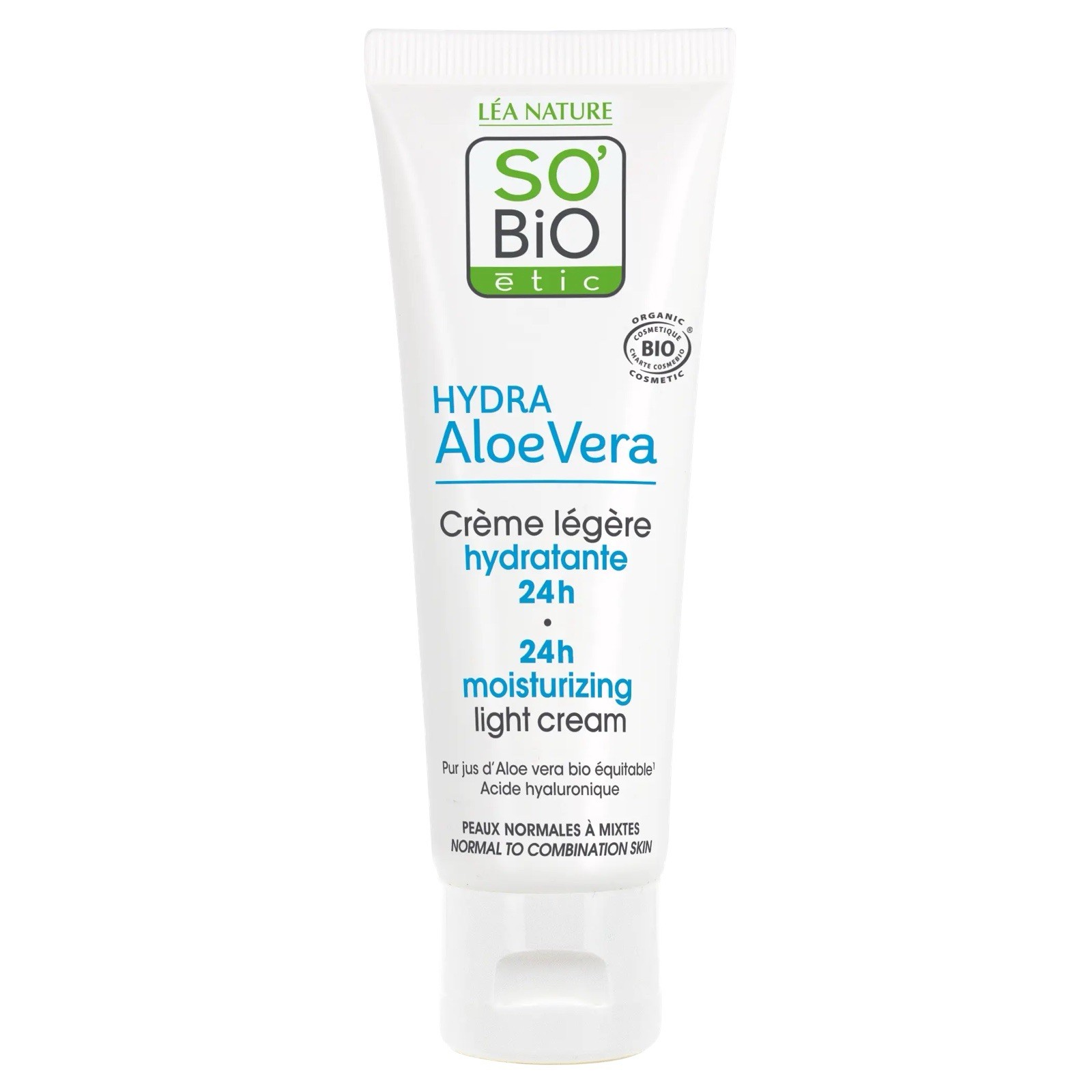 Crème légère hydratante 24h aloe vera pour une peau fraîche et matifiée 50ml