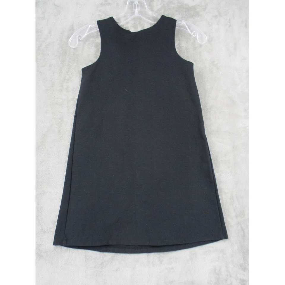 Vestido Hanna Andersson Niñas 120 EE. UU. 6-7 3D Floral Sin Mangas Línea A Cremallera Negro Foto 2 de 4