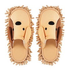 Frjjthchy Cartoon Dog Mop Slippers Microfiber 5.5-9.5 Women/6.5-8 Men, Khaki