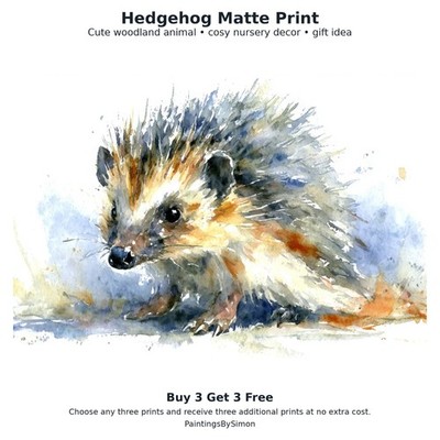 Igeldruck auf mattem Papier | Niedliche Waldtierkunst | Kaufen Sie 3 erhalten Sie 3 gratis