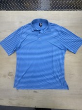 FootJoy Polo Shirt Mens 2XL Blue Stripes Lightweight Performance Stretch Golfing