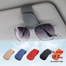 Sunglass Holder for Car Visor Sunglasses Clip Magnetic Leather Glasses 1 Gray