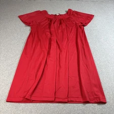 Shadowline Nightgown Womens 2X Red Nylon Short Sleeve Flutter Sleeve Sleepwear