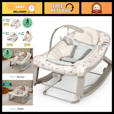 3-in-1 Vibrating Baby Bouncer Rocker - Cozy Green Infant Seat  Soothing Vibes