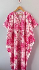 Indian Cotton Pink Tiger Printed Kaftan Dress Women's Clothing Kaftan Dress US