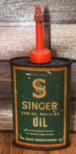 Vintage Singer Sewing Machine Oil Oval 3 Oz Advertising Handy Oiler Can
