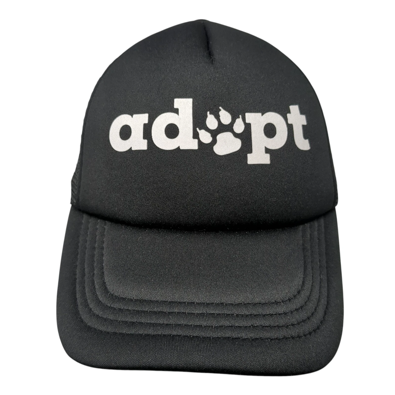 Adopt Snapback Mesh Back Trucker Hat Black One Size Adjustable Outdoor
