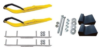C&A Pro Yellow Razor Snowmobile Skis w/ 4.5'' Shaper Bars Complete Kit 2017-2020