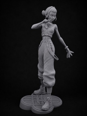 Zoey Huntrix Figur 25cm 3D Resin GRAU zum Bemalen Figur Seelen Hochwertig