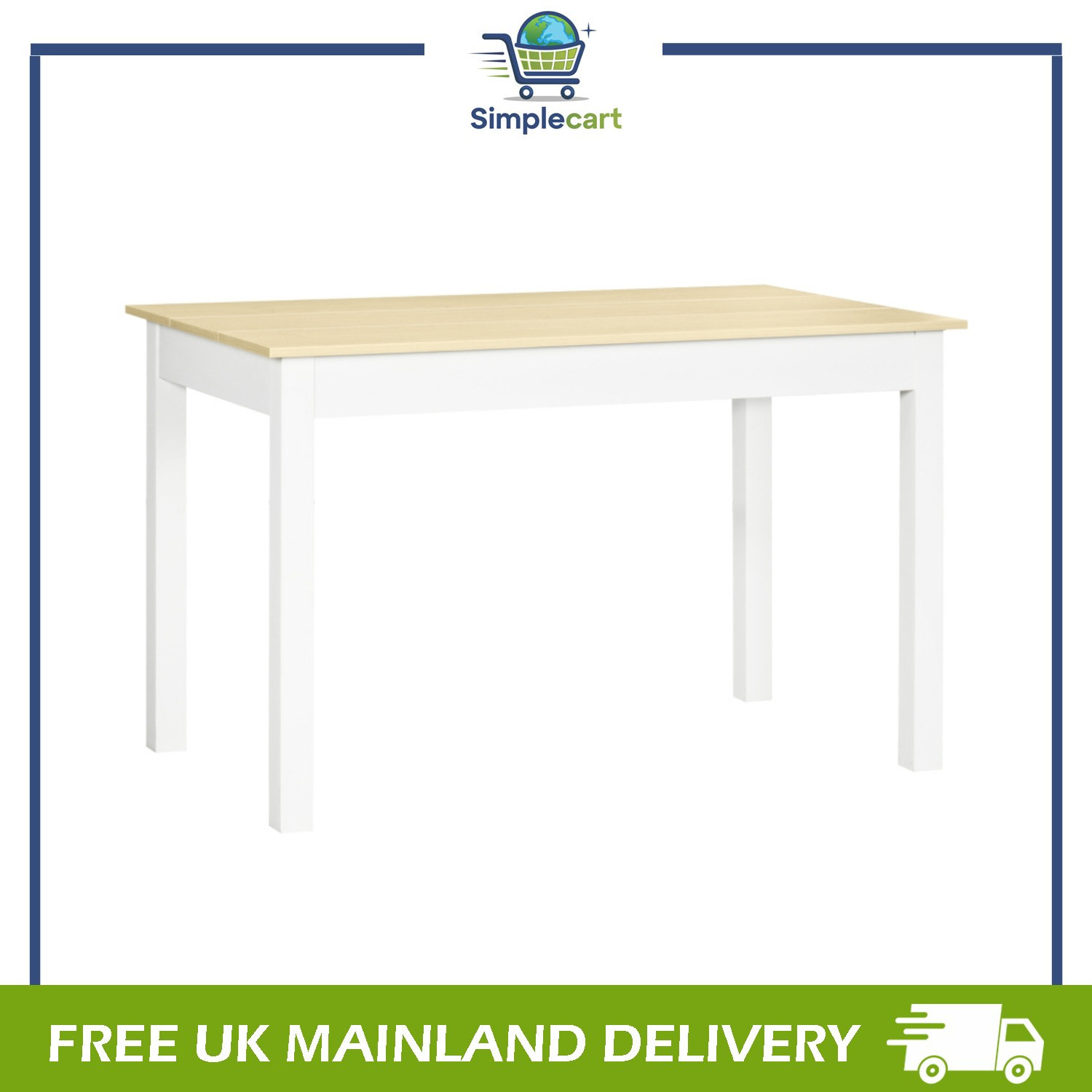 Homcom Oak Dining Table For 4 To 6, Modern Kitchen Table With Wood Effect Tabletop, Thick Legs, 120Cm, Wood Grain | Aosom Uk - Image 3