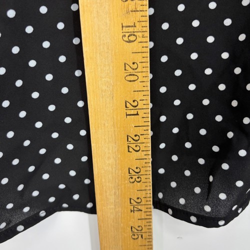 CeCe Womens 1X Pullover Blouse Black White Polka Dot 3/4 Sleeves Tie Bows V-Neck - Picture 7 of 7