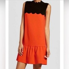 Victoria Beckham for Target Orange Black Scallop Neck Colorblock Tunic Dress 3X