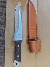 Hunting Knife 5 Inch Stainless Blade Wood Handle with Sheath Outdoor Camping