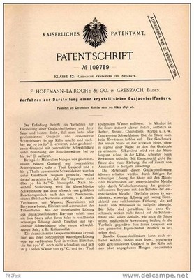 Original patent specification - F. Hoffmann - La Roche & Co in Grenzach - Wyhlen, 1898