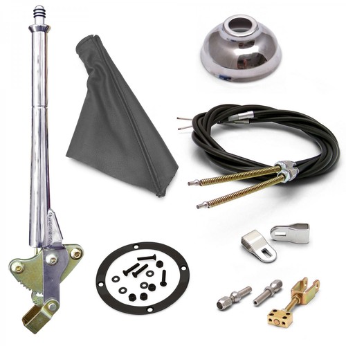 16 Trans Mnt E-Brake HandleGray Boot, Cap, Blk Ring, Cable Kit, Ford Clevis - Picture 1 of 1
