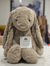 Authentic Jellycat BASHFUL BEIGE BUNNY soft really big NEW with tags and bag!