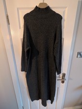 LA REDOUTE | Charcoal Grey Knitted Dress | Wool Blend High Neck | Size S | 032