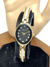 Reloj para mujer Armitron 75/5603GP esfera negra cuarzo tono dorado acero ovalado 20 mm