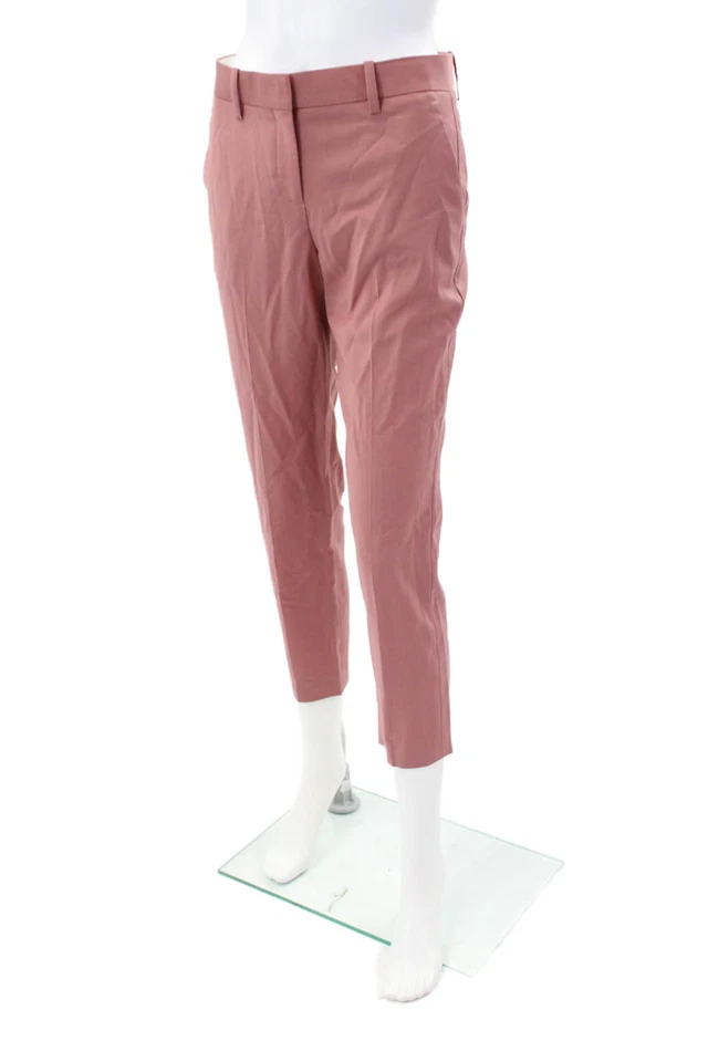 Pantalones de vestir continuos Theory Treeca 2 para mujer color rosa lana talla 0 Foto 2 de 4