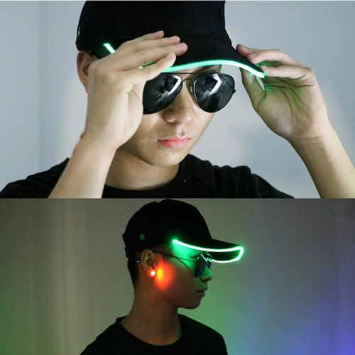 Gorra de béisbol ajustable LED brillante moda unisex fiesta hip-hop baile golf SS - Imagen 2 de 20