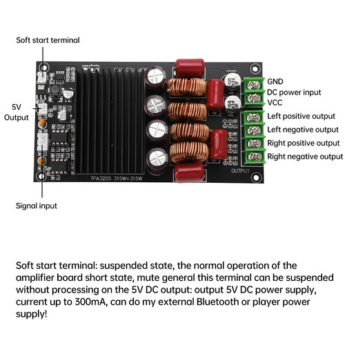 2CH TPA3255 HiFi Amplifier Board 2x300W Stereo Class D Power Amplifier Module - Picture 4 of 22