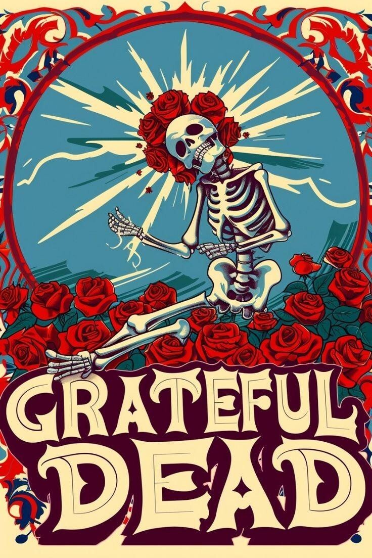 1980 GRATEFUL DEAD POSTER PRINT WALL ART LIGHTNING SKULL PROMO