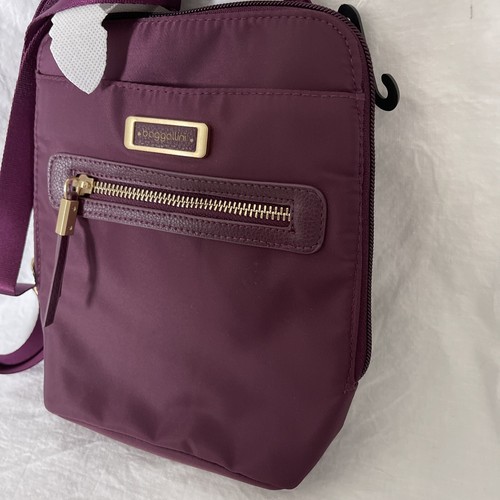 Baggallini Brooke Deep Plum Purple Crossbody Zip Purse Bag Strap Cargo New - Picture 5 of 16