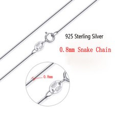 Real 925 Sterling Silver Necklace 0.8mm Snake Chain Diamond Cut 14-26" Stamped