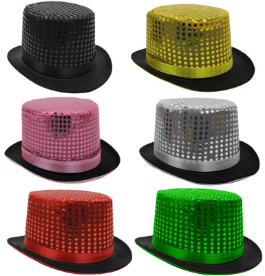 SEQUIN TOP HAT FANCY DRESS RINGMASTER CABARET TOPPER DANCE THEATRE SHOW  TOPHAT UK