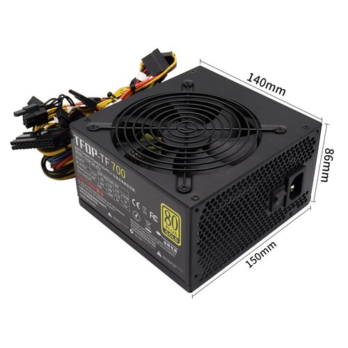Rated 700w ATX Power Supply Non Modular 80 Plus Bronze Gaming PC PUS, 12V Output - 第 2/13 張圖片