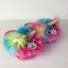 Justice Unicorn Fluffy Slippers Pink Girl Size 2/3