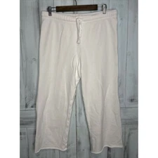 FRANK & EILEEN CATHERINE TRIPLE FLEECE WIDE LEG CROPPED SWEATPANTS WHITE LARGE