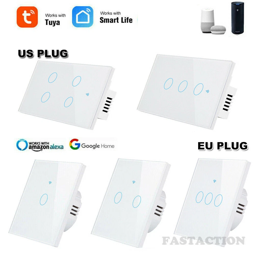 EU WiFi 8 Gang Touch Light Smart Wall Switch, Tuya Smart Life APP