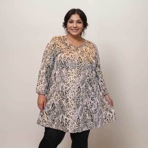 ROCKTHOSECURVES WOMENS GREY BRONZE SEQUIN SWING TOP - 第 1/23 張圖片